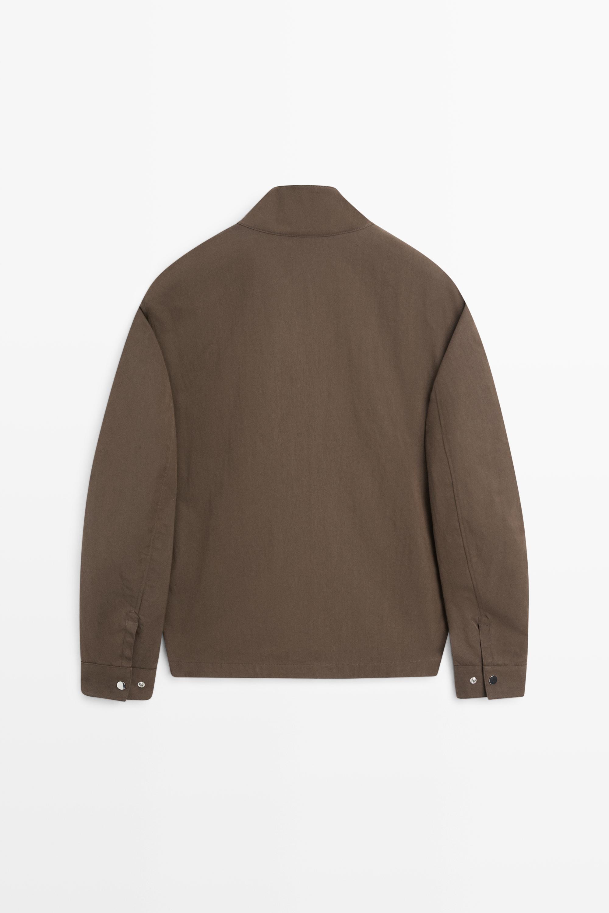 Cotton blend high-neck jacket